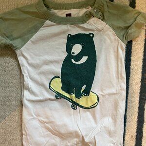 set of 2 tea collection baby short-sleeve romper one piece 6-9 months boy